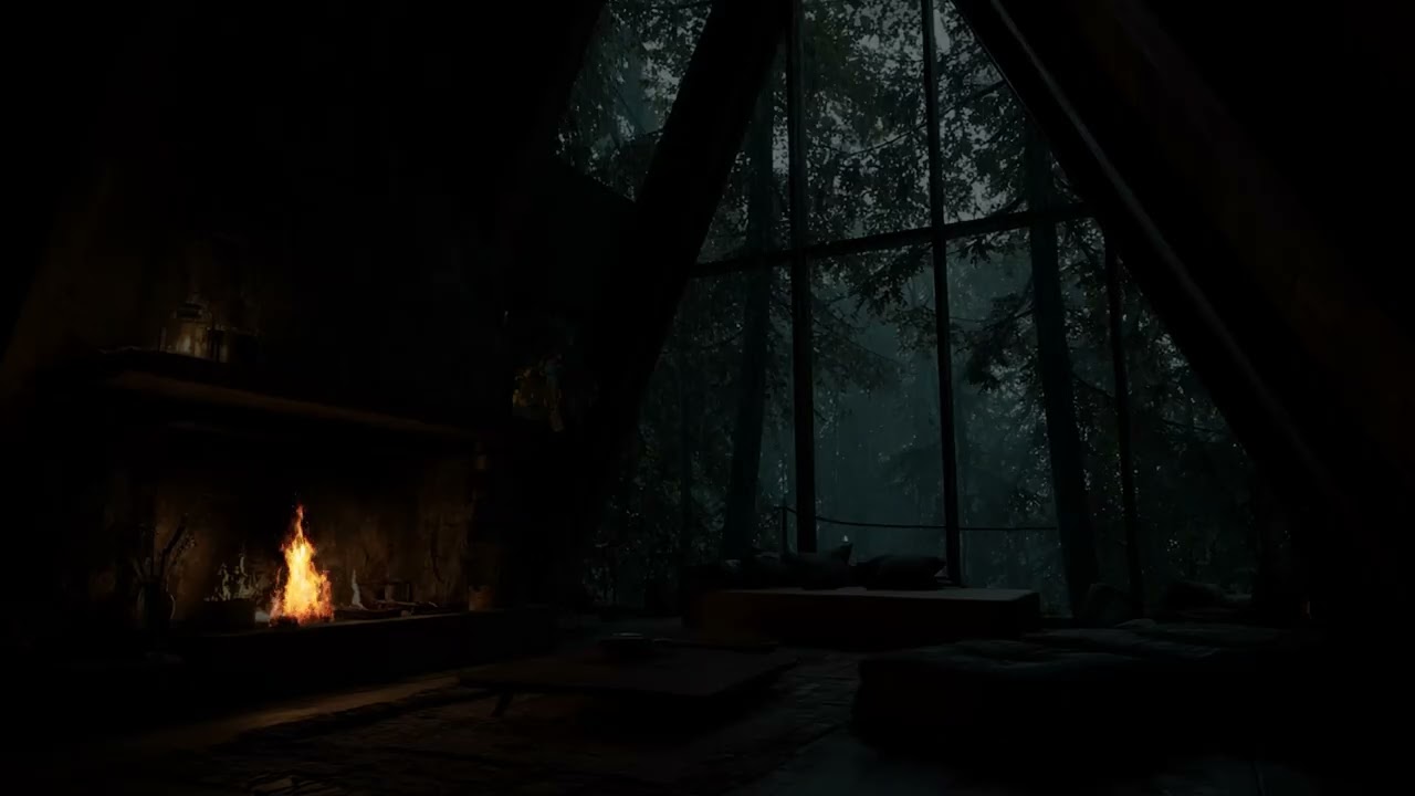 Rainy Fireplace Night 🌧️ Soothing Rain Sounds for Relaxation & Deep Sleep