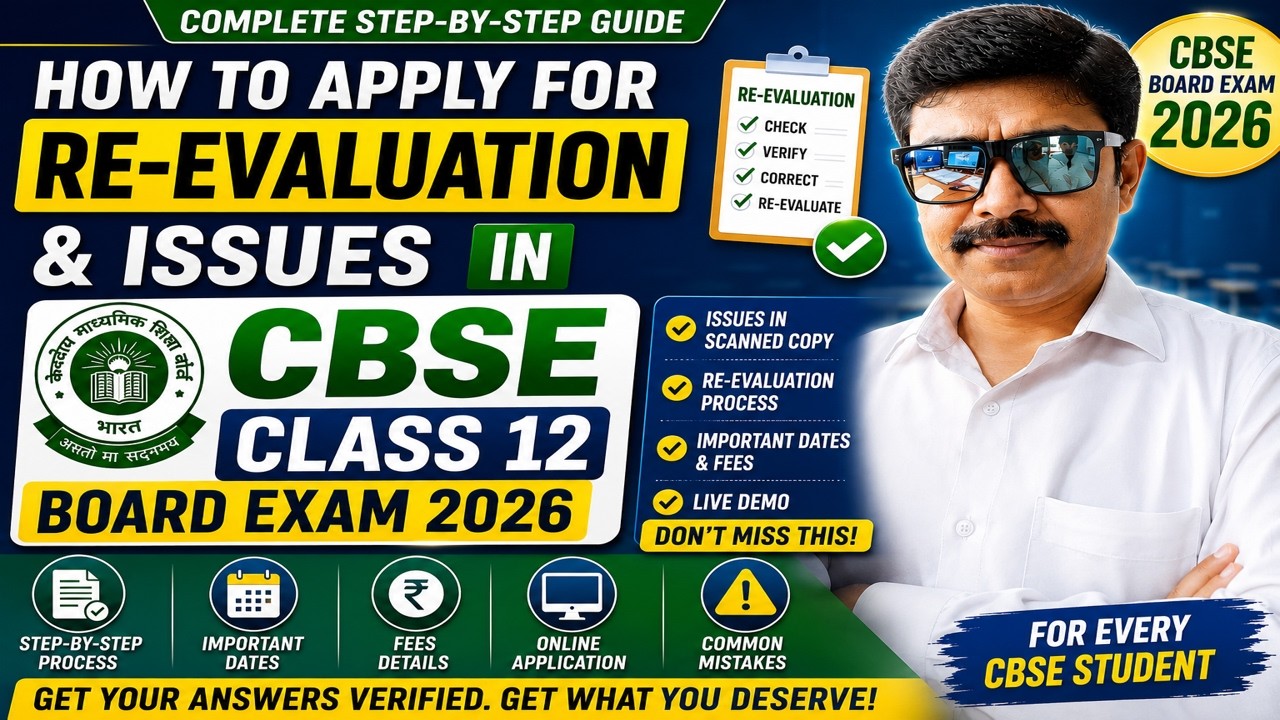 How to Apply for Re-evaluation & Issues in CBSE Class 12 Board Exam 2026 | Step-by-Step Live Guide
