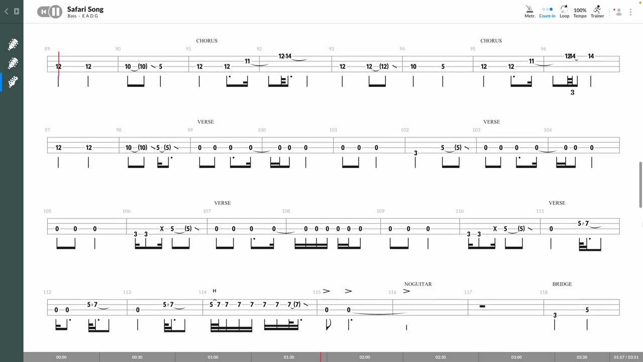 Greta Van Fleet - Safari Song (BASS TAB PLAY ALONG)