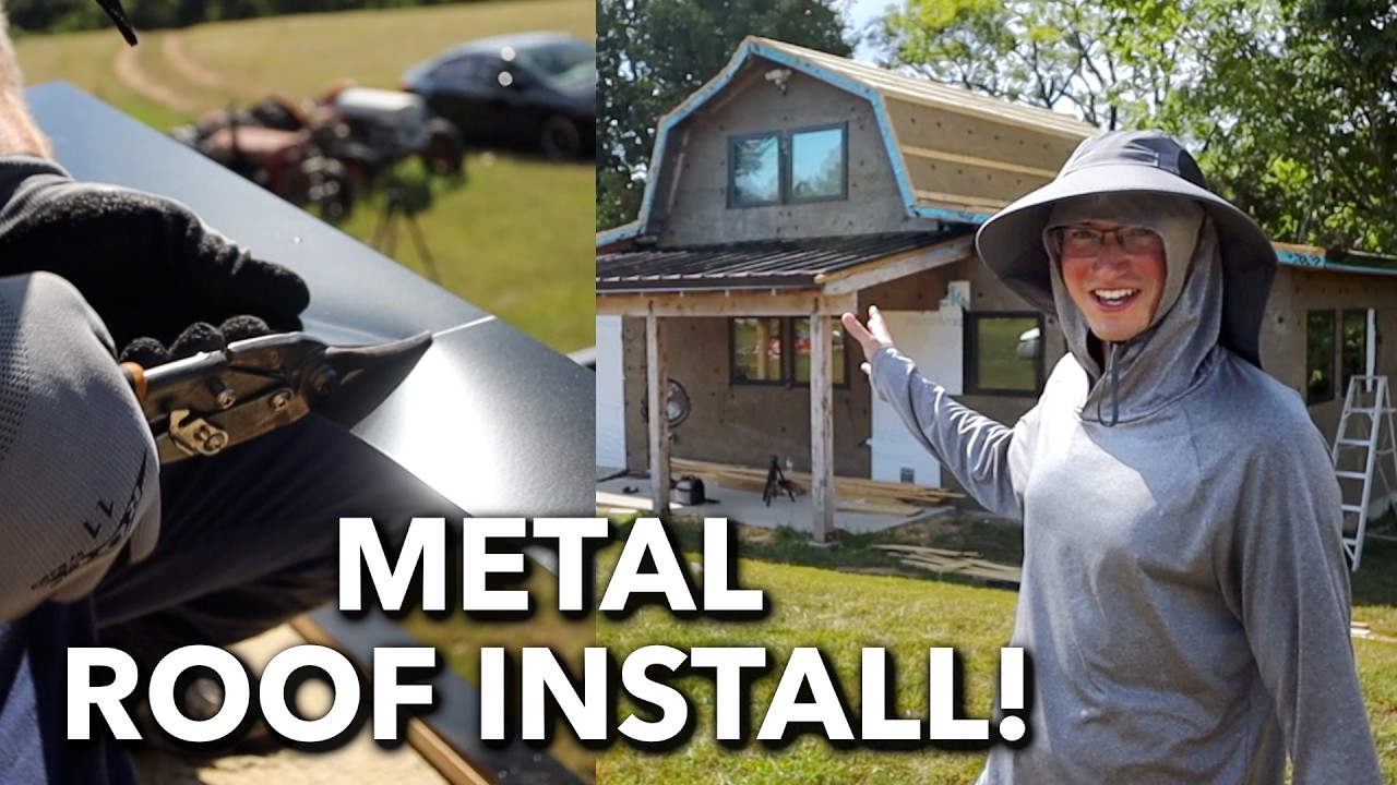 Installing Our Metal Roof on the Shed Tiny House!! (Part 1) | Abandoned Shed to Tiny House