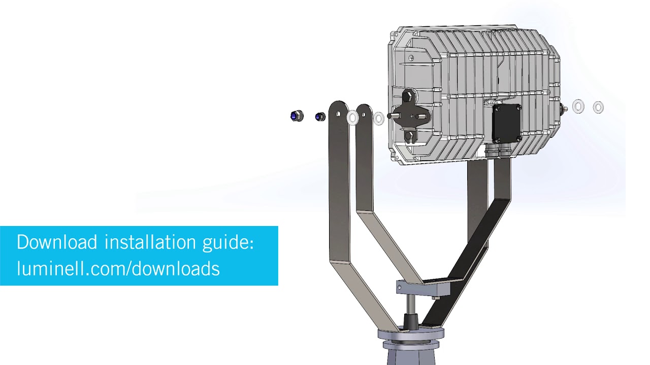 Luminell SLX Searchlight installation guide on Norselight bracket