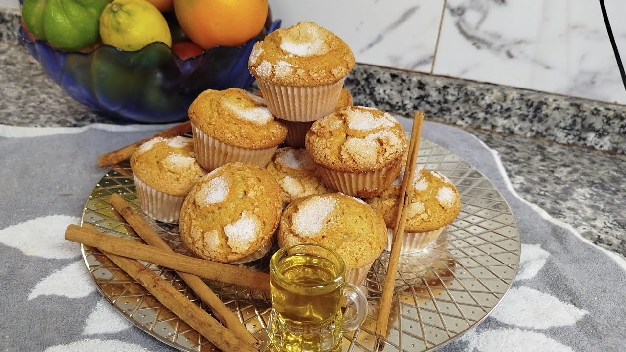 Magdalenas sin leche con aceite de oliva virgen y canela
