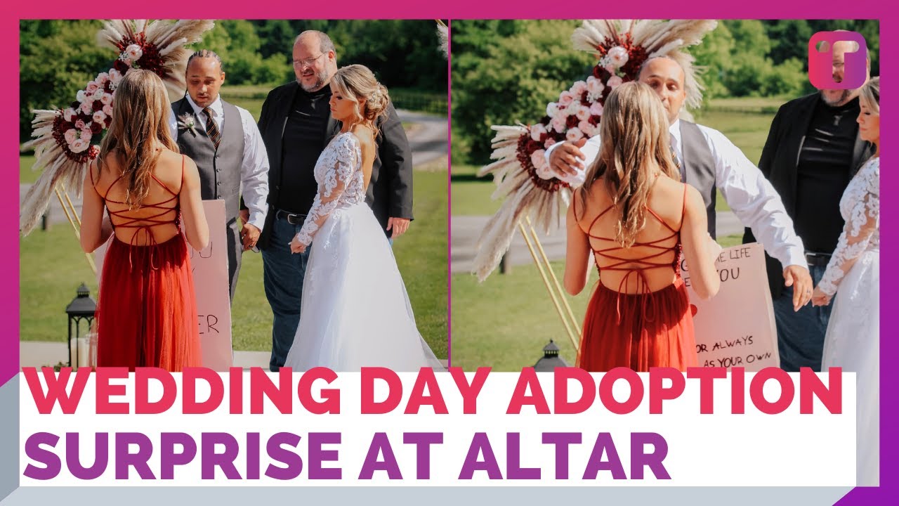 Teen Holds Sign Asking Stepdad To Adopt Her On His Wedding Day