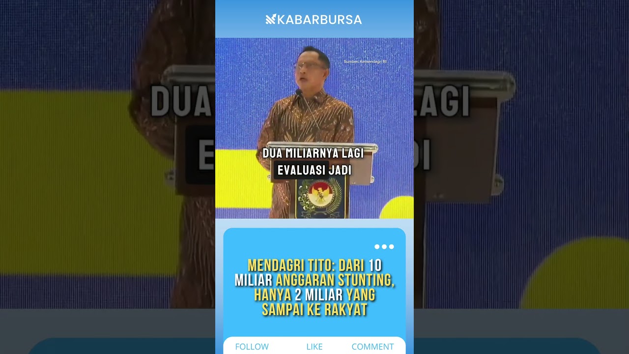 Mendagri Tito Heran: Anggaran Stunting Rp10 Miliar, tapi Sampai ke Rakyat Cuma Rp2 Miliar