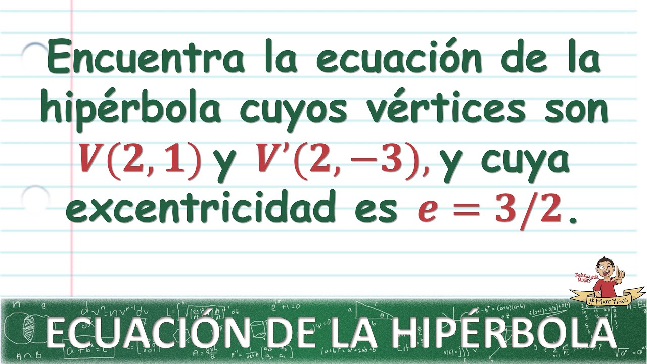 71. Ecuación de la hipérbola con centro fuera del origen, dados los vértices y la excentricidad.