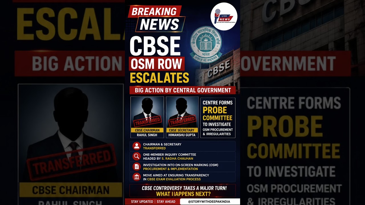CBSE OSM Controversy: Chairman & Secretary Transferred | Government Orders Probe Committee