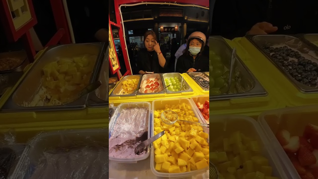 Chinese street food Fruit cheese glutinous rice balls🍘水果奶酪麻糍もち米団子20251125-3