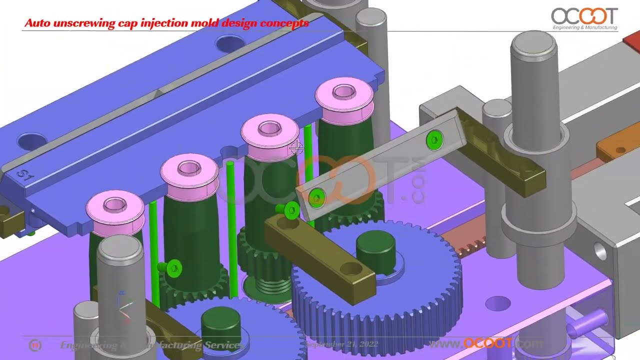 Unscrewing cap plastic injection mold design concept cases by ocoot.com