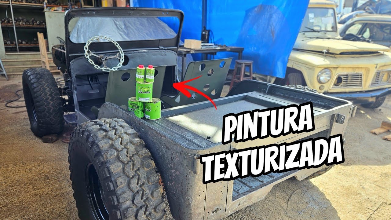 PINTAMOS O JEEP WILLYS HOTROD COM REVESTIMENTO TEXTURIZADO DA ATOMIC.