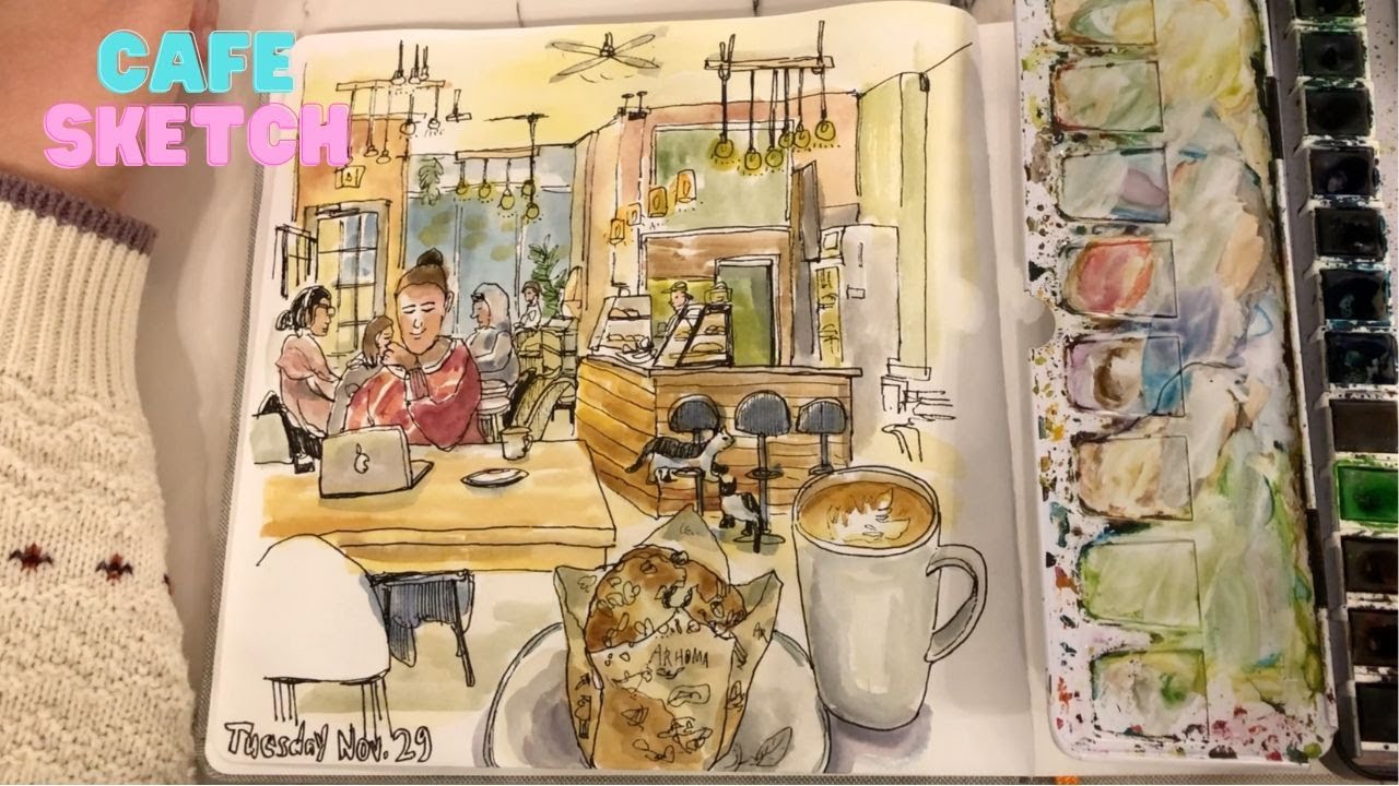 Sketching at the Cat Cafe Again! 🎨 my last day in Montreal