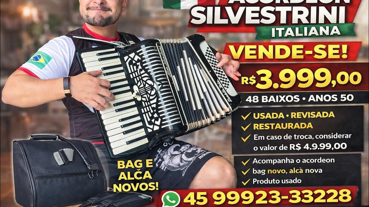 ACORDEON SILVESTRINI ITALIANA 48 BAIXOS 🔥 ANOS 50 | R$ 3.999 | SÓ TOP