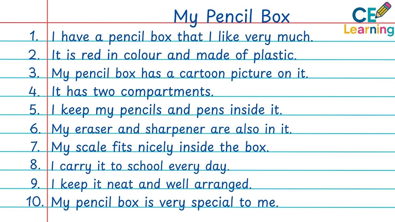 10 Lines on My Pencil Box | Easy Essay for Students | Composition | CE Learning
