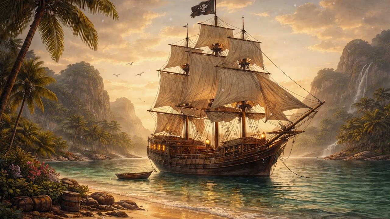 Calm Pirate Seas | Relaxing Ocean Ambience & Soft Sea Music