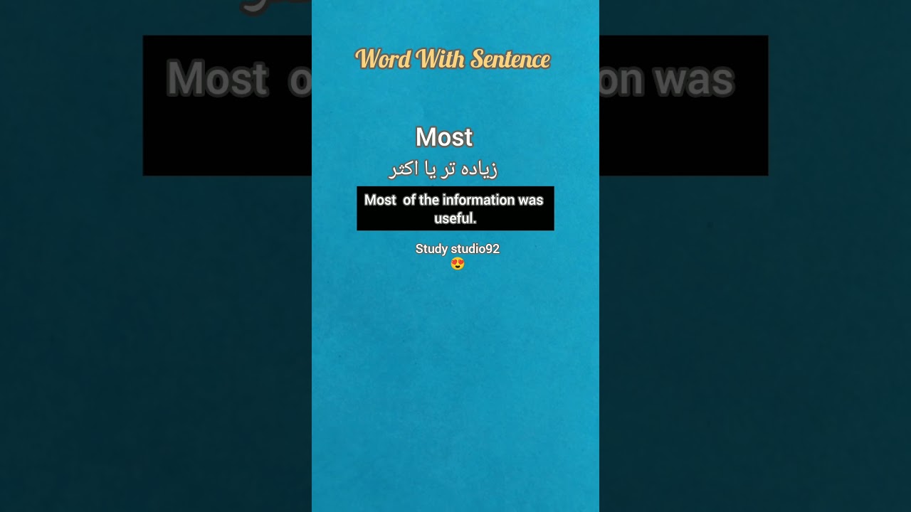 Most word urdu meaning with sentence🙂 #studystudio92😍 #shortsfeed #most #englishgrammar