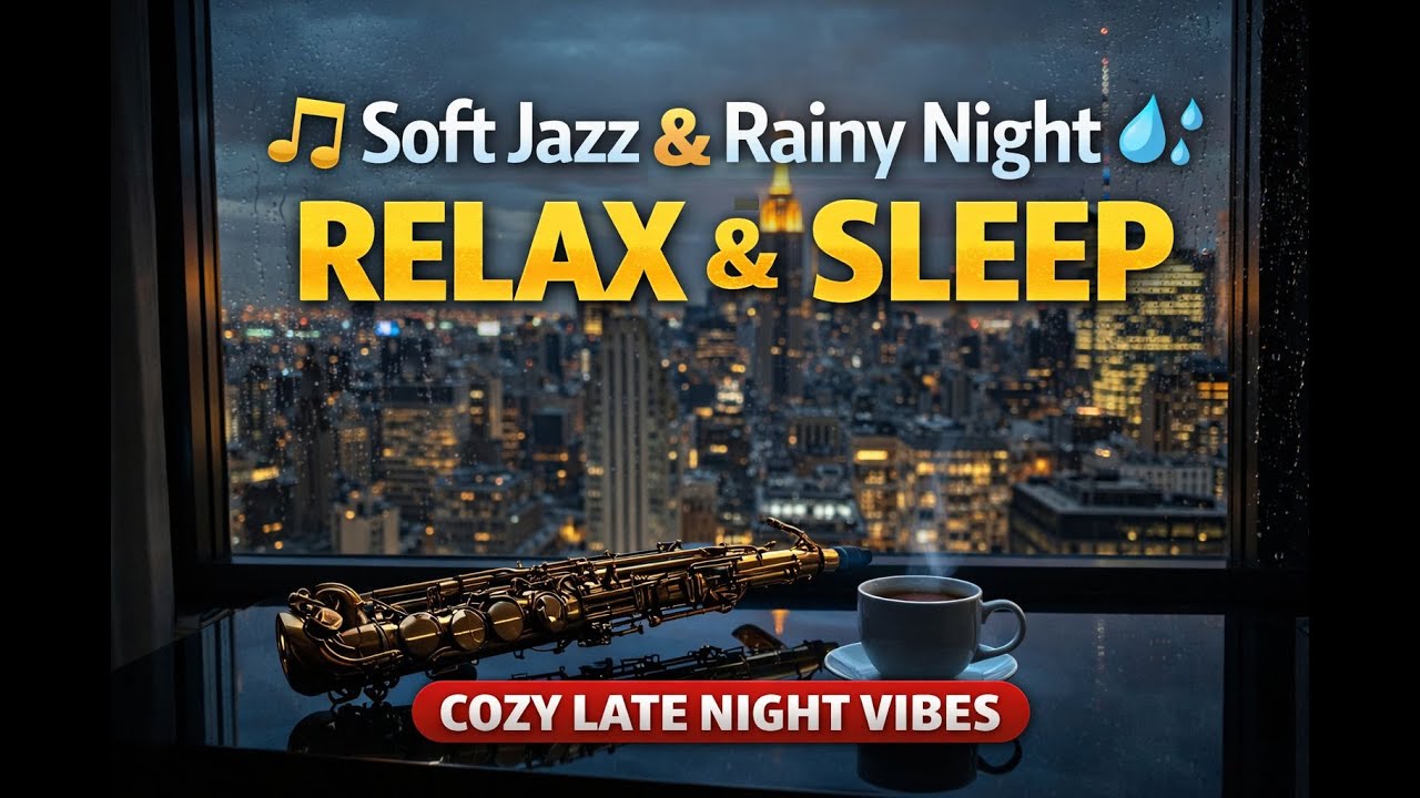 Midnight Jazz by the Window 🌧️ Soft Saxophone & Rainy City Lights for Deep Relaxation