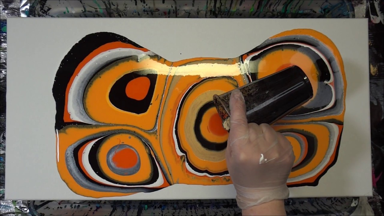Orange Acrylic Pouring Puddle Pour 5 of 7- Dry Result (20)