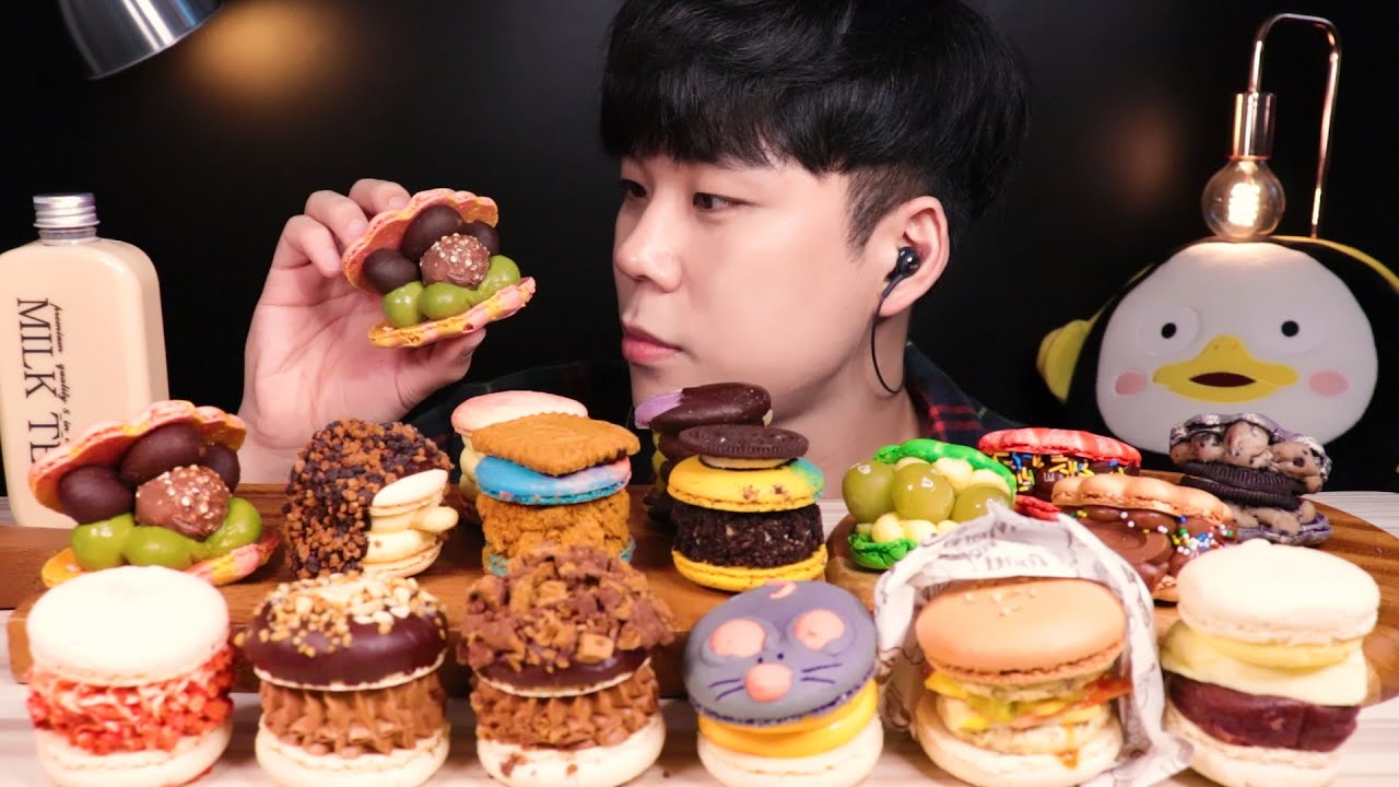 마카롱 쌓아놓고 먹기 뚱카롱 먹방 리얼사운드 MACARON MUKBANG マカロンASMR DESSERT REAL SOUND