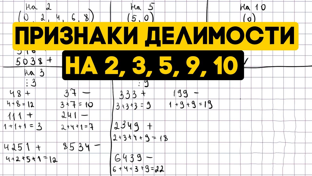Признаки делимости на 2, 3, 5, 9, 10. Признаки делимости натуральных чисел