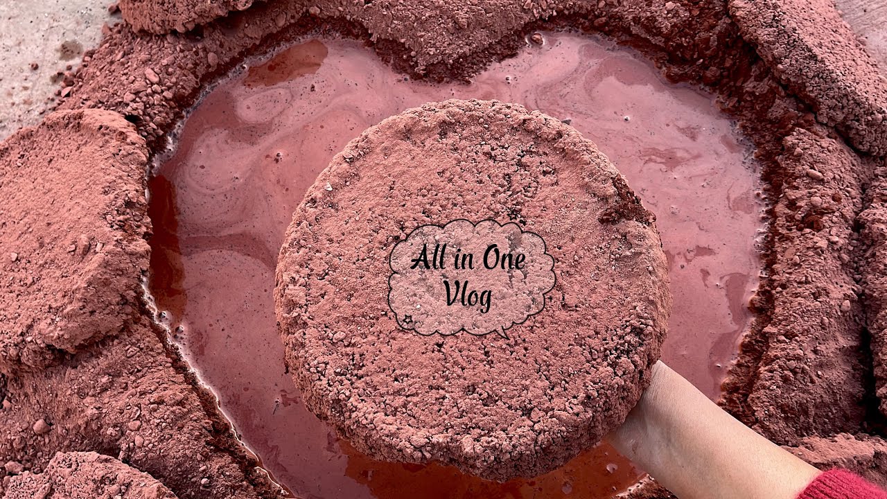 ASMR | New All in one Vlog 🫶🏻| Gritty Reddirt Dry Pool crumbling | Arrangement and Shapes Making