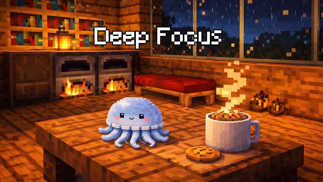 Minecraft LoFi Jazz (4 Hours) — Cozy Study & Deep Focus | Deep Jelly 🪼