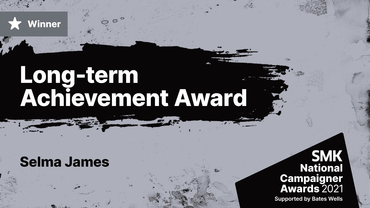 Selma James wins the Long Term Achievement Award at the SMK National Campaigner Awards 2021
