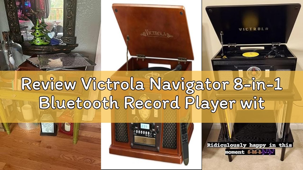 Review Victrola Navigator 8-in-1 Bluetooth Record Player with Built-in Speakers– 3 Speed Turntable,