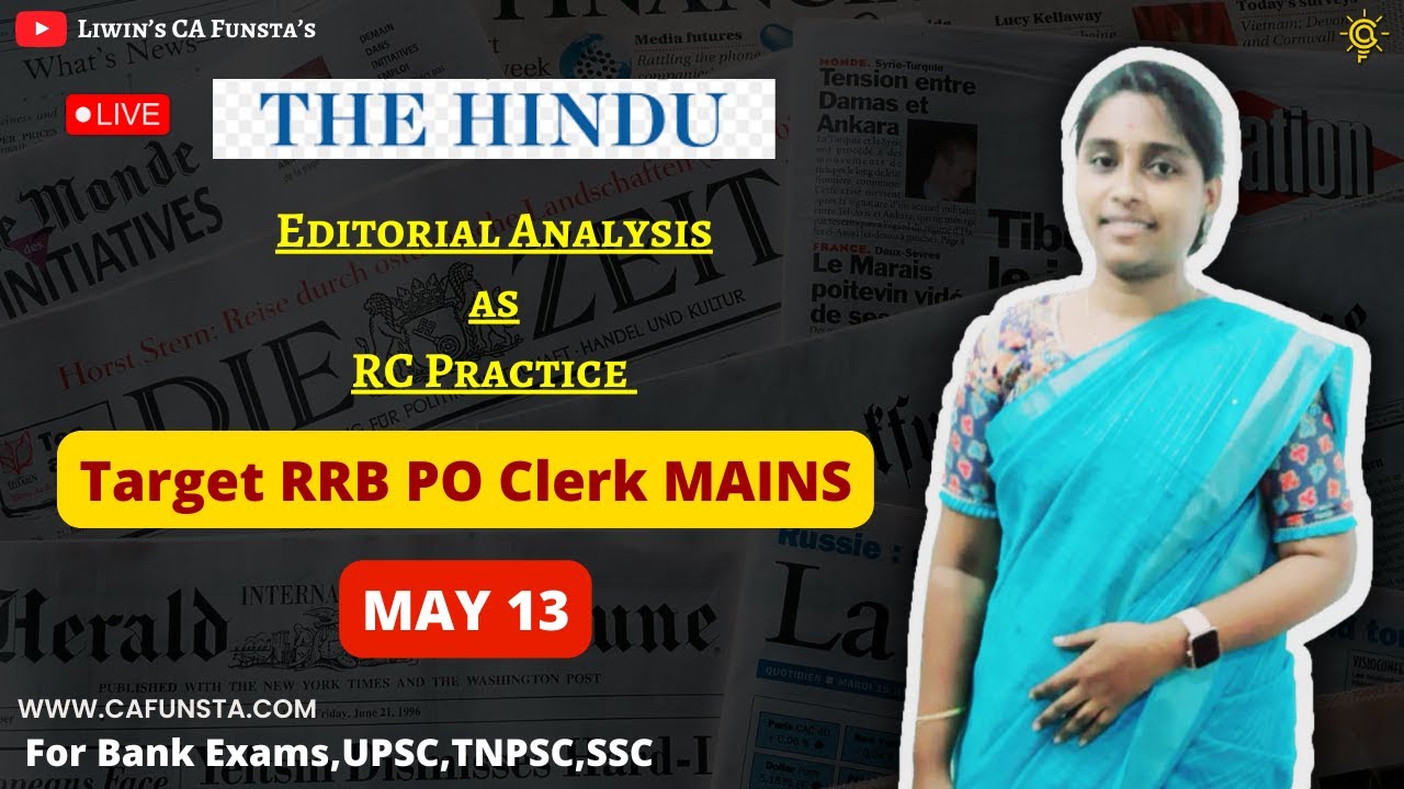 Editorial analysis as RC practice | RRB Po clerk MAINS | May 13 - 2023 | Ms.Sruthi