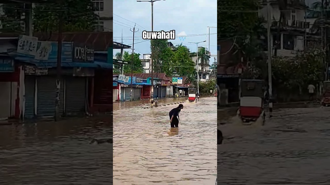 Condition of roads in Guwahati after a heavy rainfall 🌧️ #guwahati #guwahaticity #assam #northeast