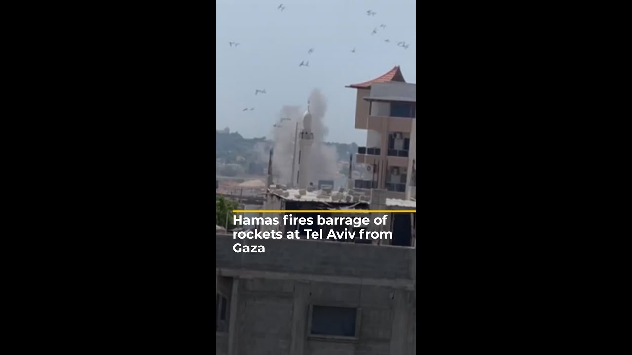 Hamas armed wing fires barrage of rockets at Tel Aviv from Gaza | #AJshorts