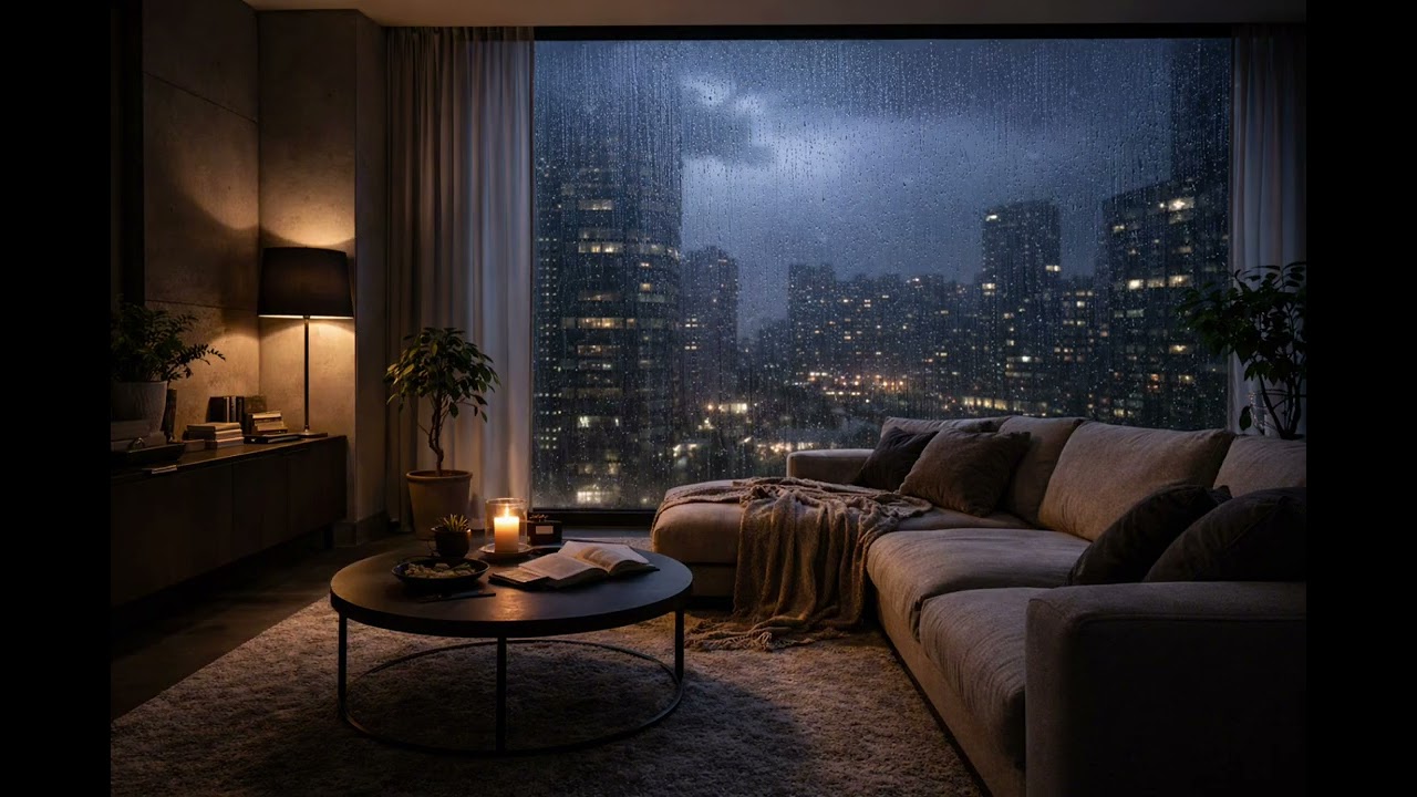 Rain on a Window in a Modern Apartment | 3 Hours for Sleep