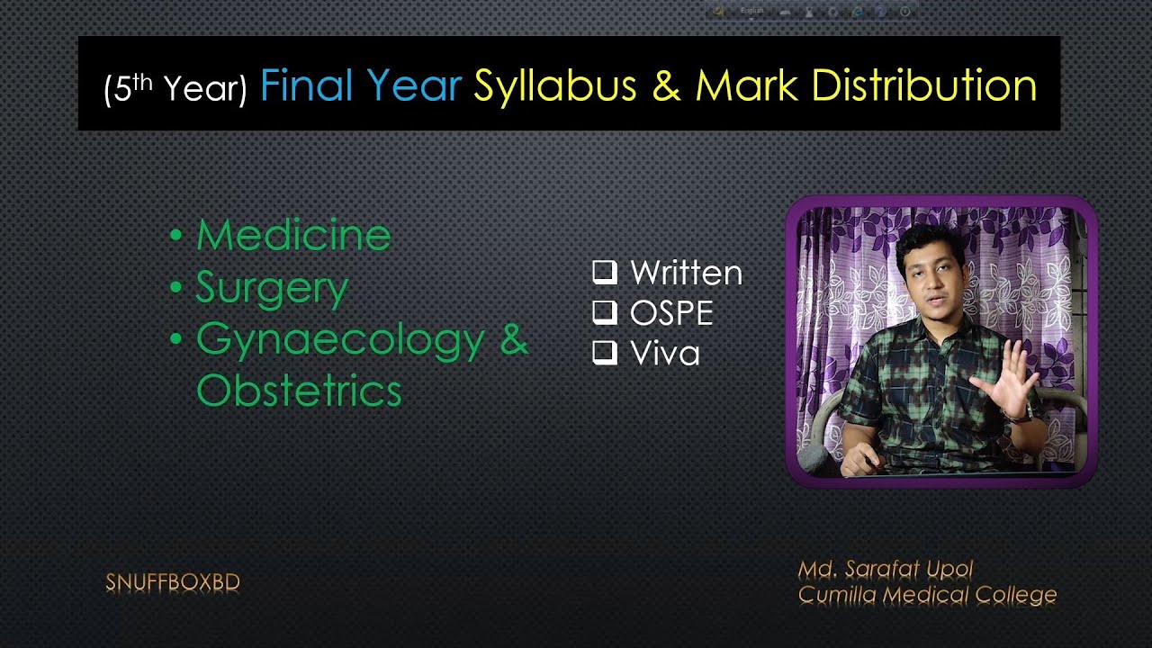 5th year/Final year syllabus & mark distribution. MBBS
