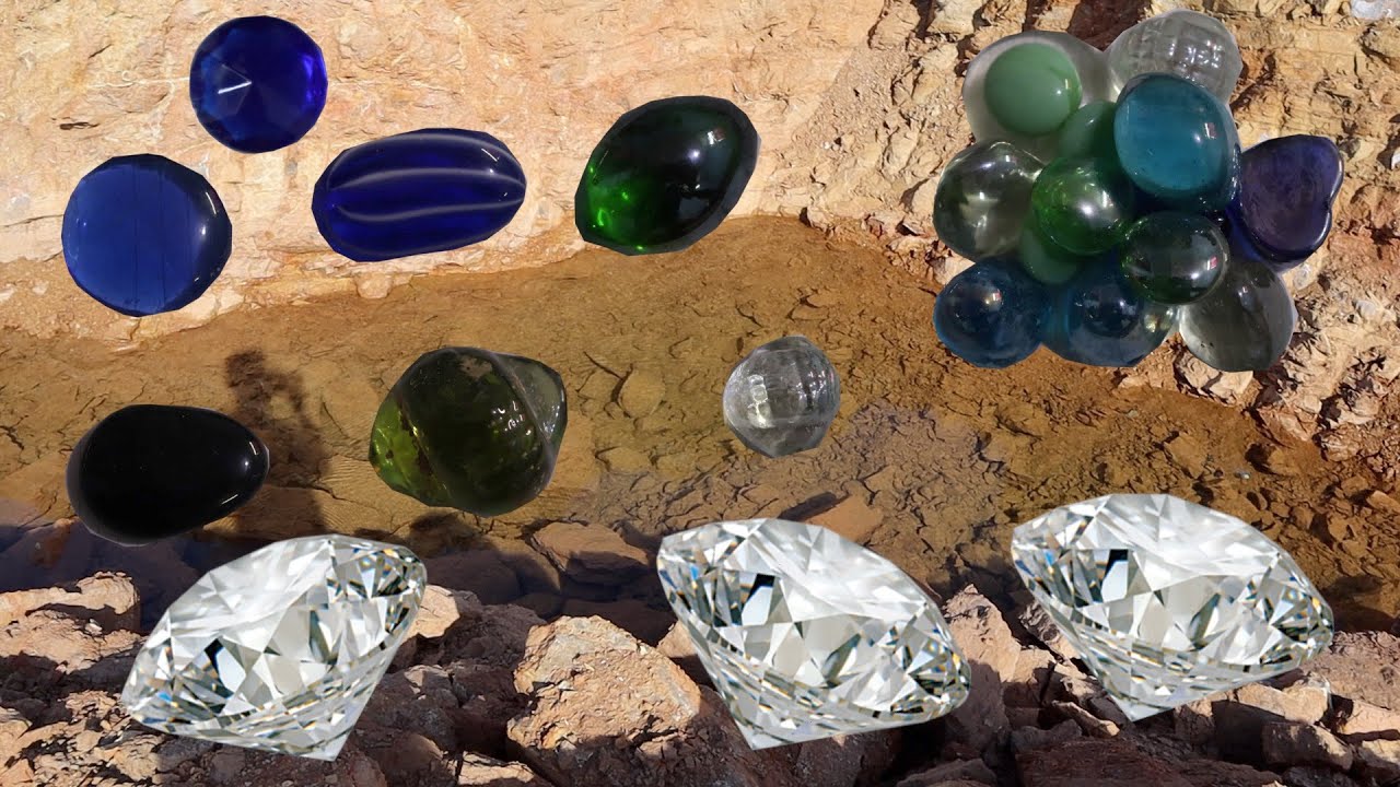 Great founding Diamond and Gemstone under water at the broken stone.