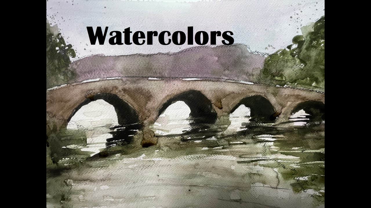 EXTREME BEGINNER   Landscape Watercolor with Bridge and River   with Chris Petri