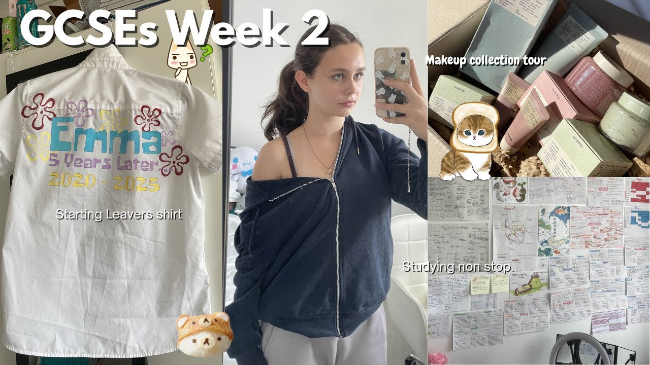 Week 2 of GCSEs 🎧ྀིSTUDY VLOG 📖 *Realistic UK school experience* 🎧showing off my  MAKEUP collection𐙚