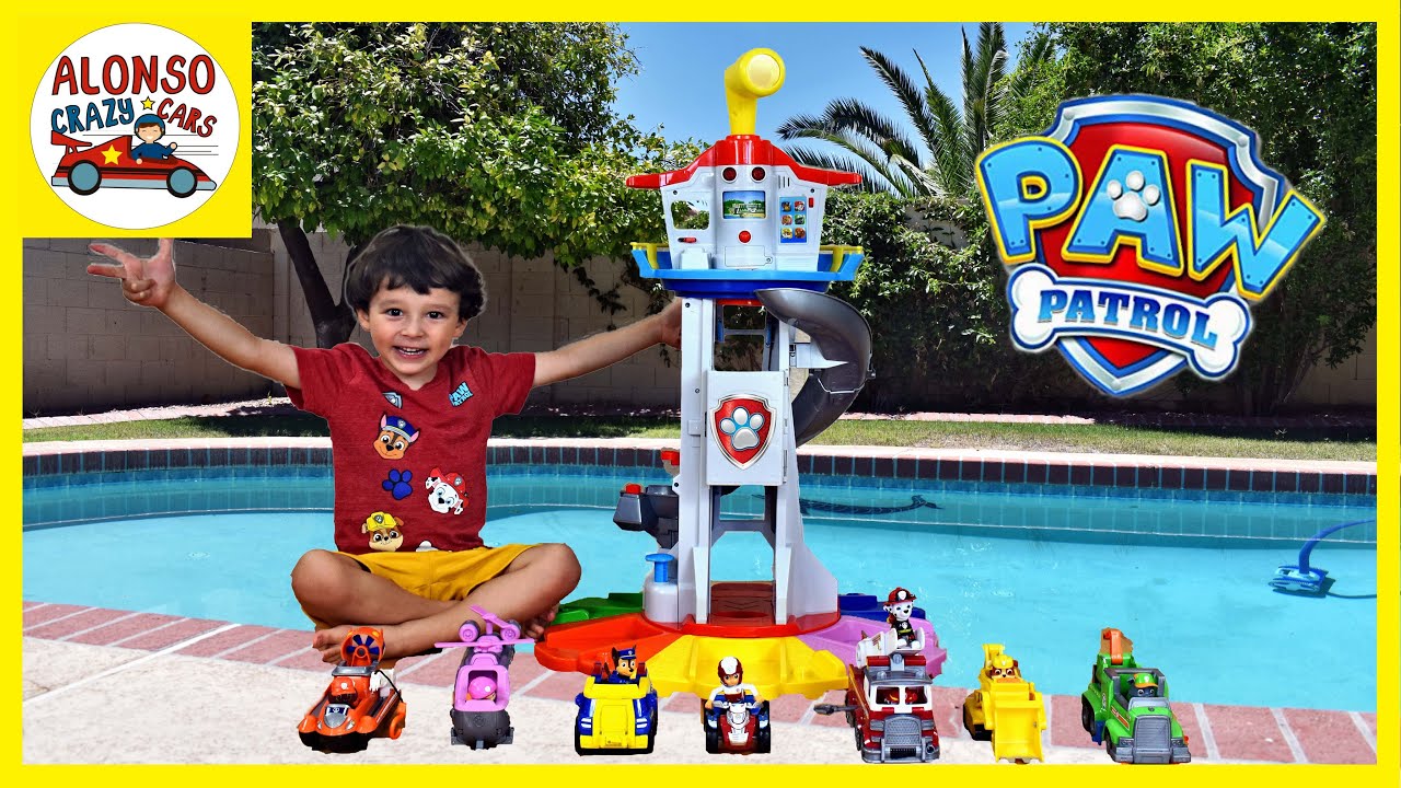 Huge Paw Patrol Lookout Tower Toys Unboxing With Ryder Chase Marshall Skye Rocky Rubble and Zuma