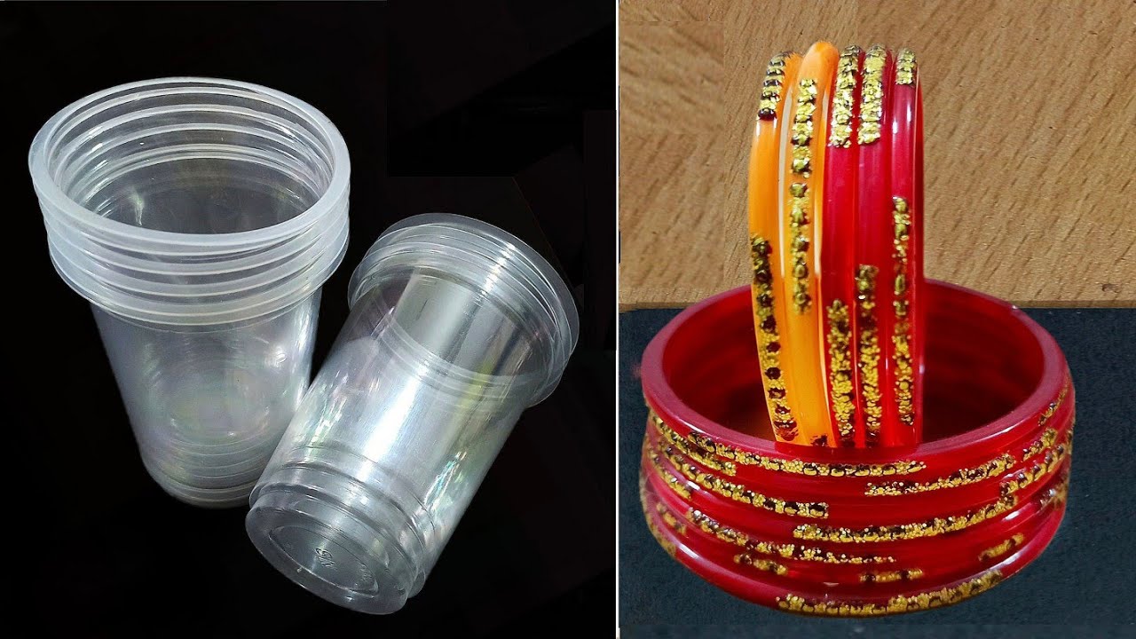 3 Most Beautiful Home Decor Ideas out of Disposable Coffee Cup and Waste Old Bangle