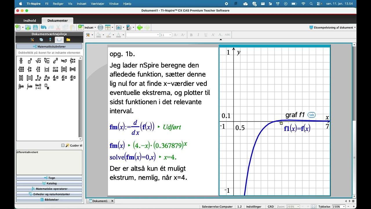 Differentialregning. nSpire. Afl#28 opg1b