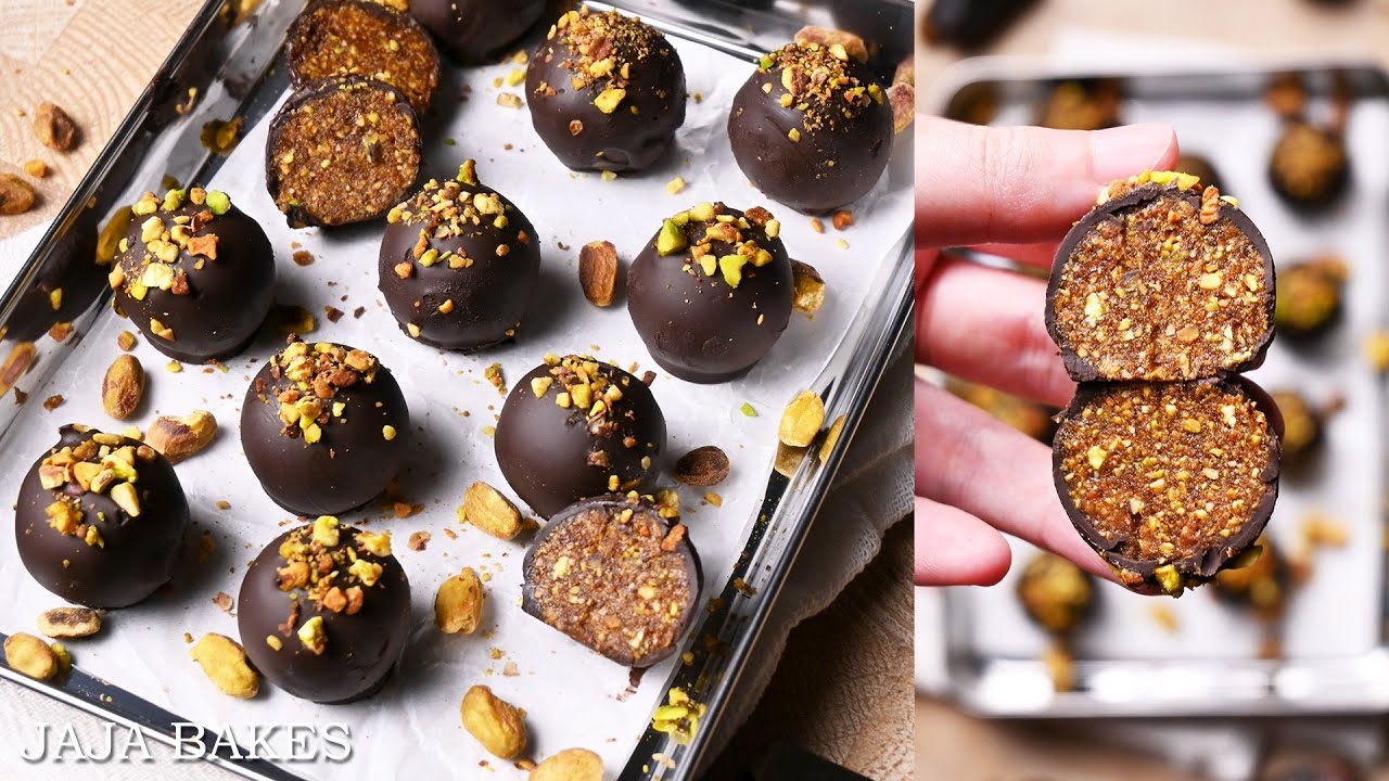Pistachio Date Chocolate Balls With 3 Ingredients Only (Gluten-Free, Vegan-Friendly) | Jaja Bakes