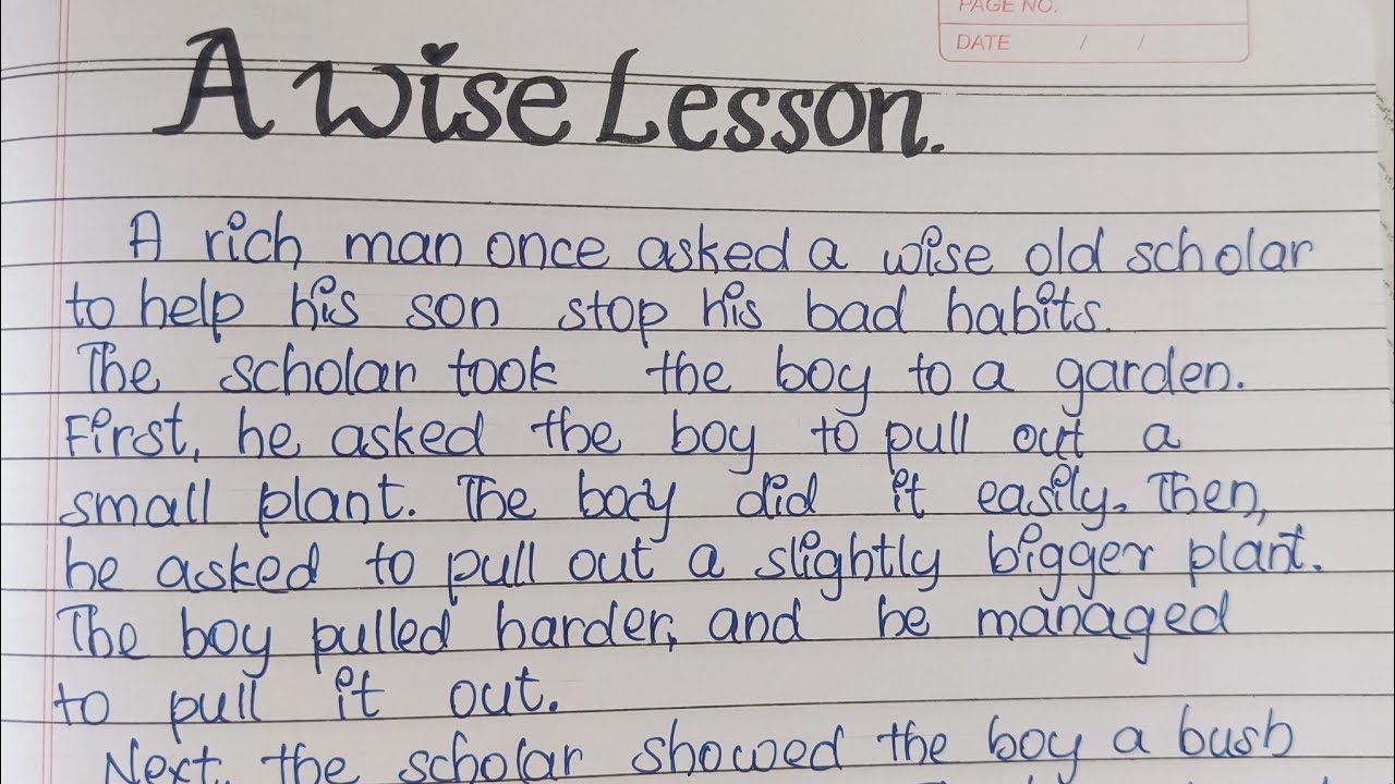 Story: A Wise Lesson moral story writing in English #writingstory #englishstory #selfwritingworld