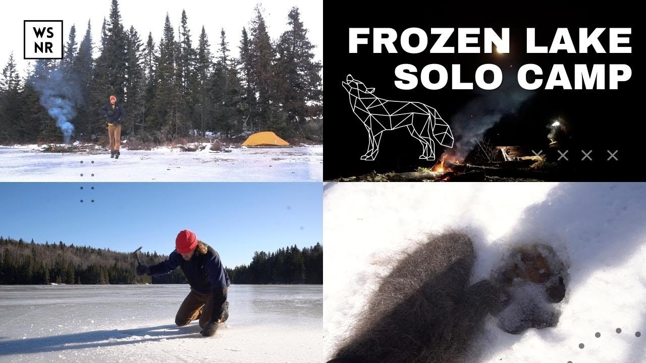 SOLO WINTER CAMPING ON FROZEN LAKE | WOLF TRACKS?? | A SUBZERO Canadian backcountry adventure.