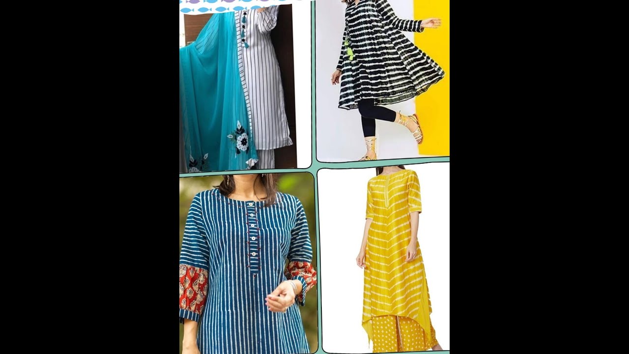 Top 50+ Strip/vertical or line print kurti designs