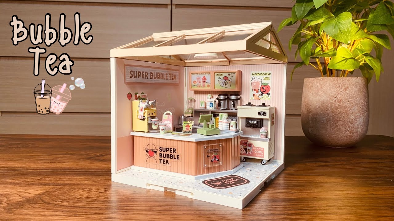 Tiny Boba, Big Fun: Mini Bubble Tea Shop Setup! DIY Miniature House - Rolife Double Joy Bubble Tea