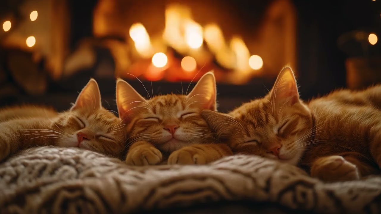 Мурлыканье кошек у камина 😴 Нежный ASMR для крепкого сна и спокойной ночи