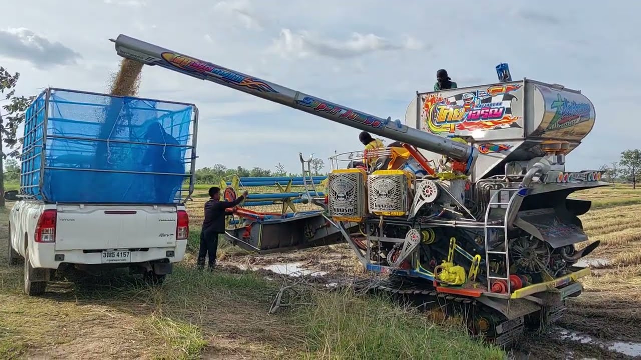 รีวิว NEW ไทยเจริญการช่าง 2022  รถเกี่ยวข้าว เจอข้าวตั้งจัดให้ โบลั่นทุ่ง combine harvaster