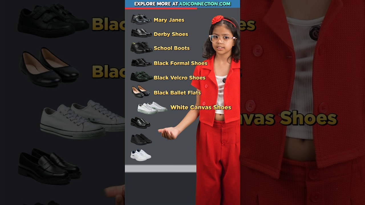 10 Types of School Shoes 🥾 for Kids | Footwear Vocabulary In English | Adi Connection #shorts