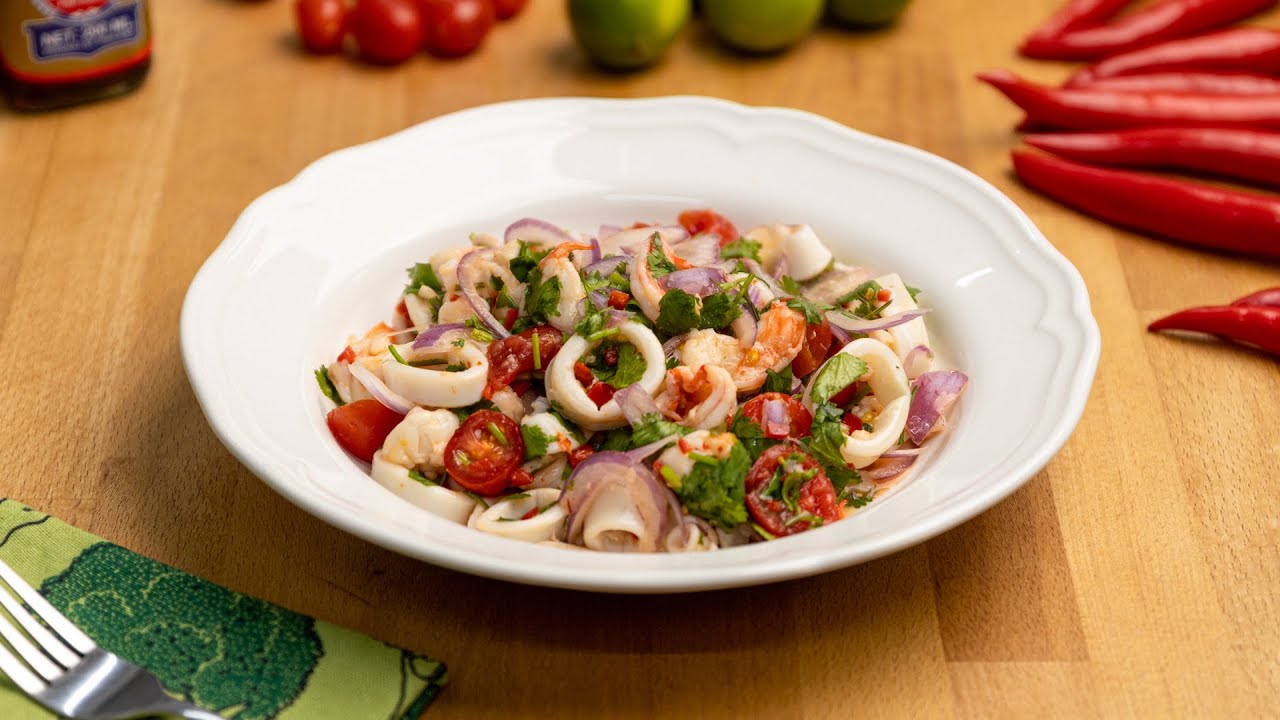Easy Homemade Spicy Thai Seafood Salad | Healthy And Delicious Recipe!