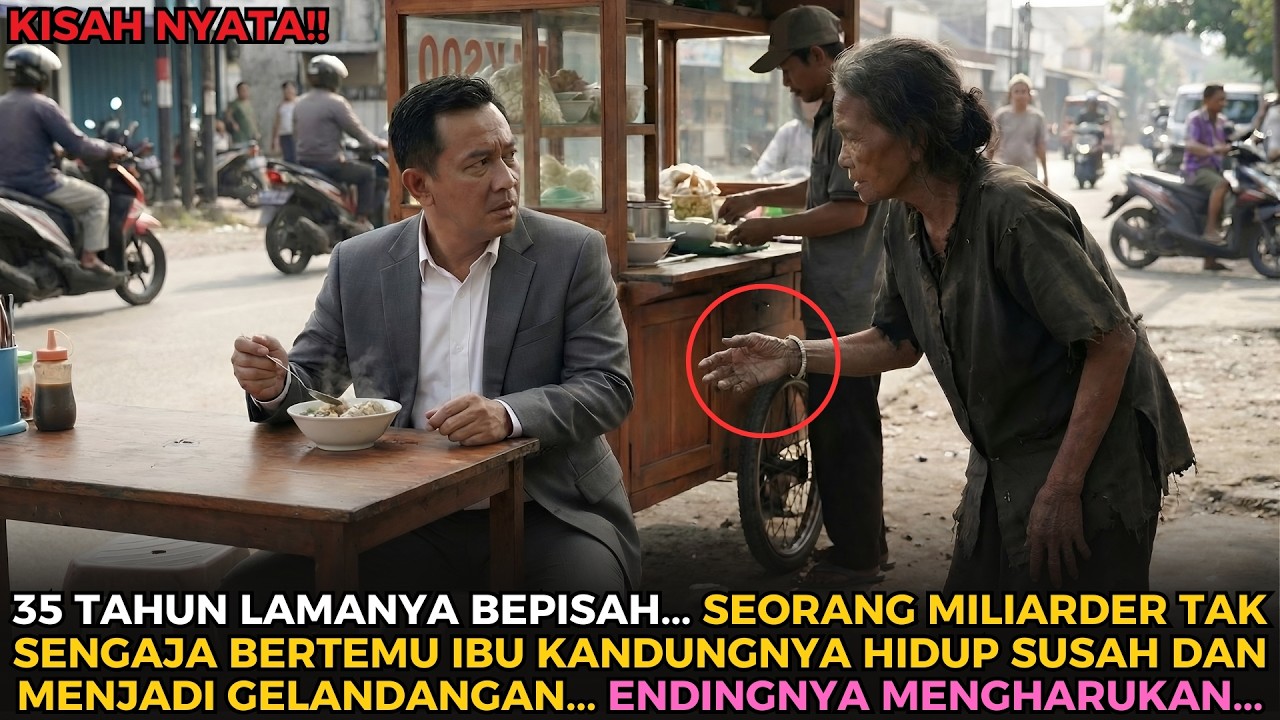 Kisah Nyata! Miliarder Ini Sedang Makan Bakso Tiba-Tiba Pengemis Tua Datang, Ternyata Ibunya Sendiri