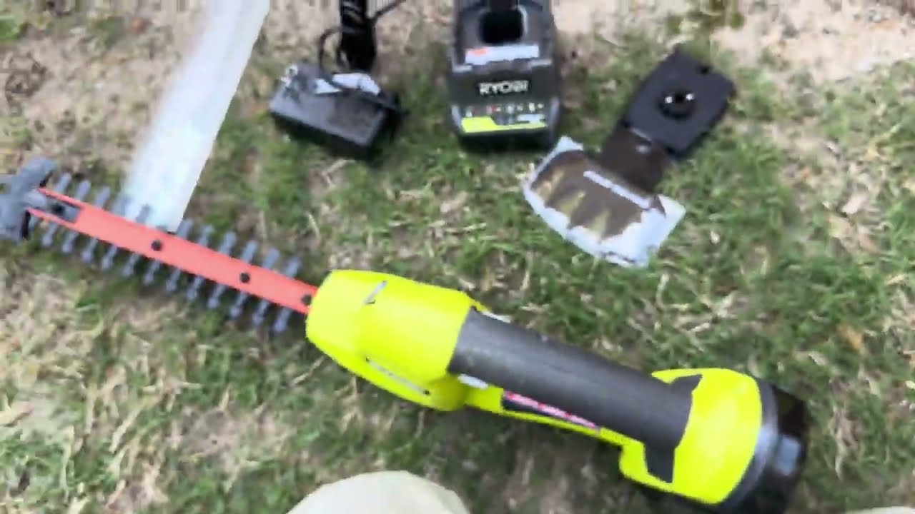 Ryobi ONE+ 18V Cordless Battery Grass Shear and Shrubber Trimmer Tool Review and Demonstration.