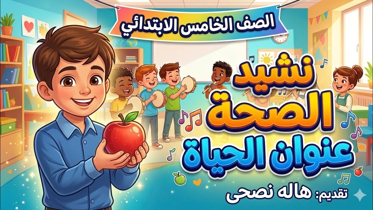 نشيد الصحة عنوان الحياة | الصف الخامس الابتدائي | أغنية لتسهيل الحفظ | المنهج الجديد