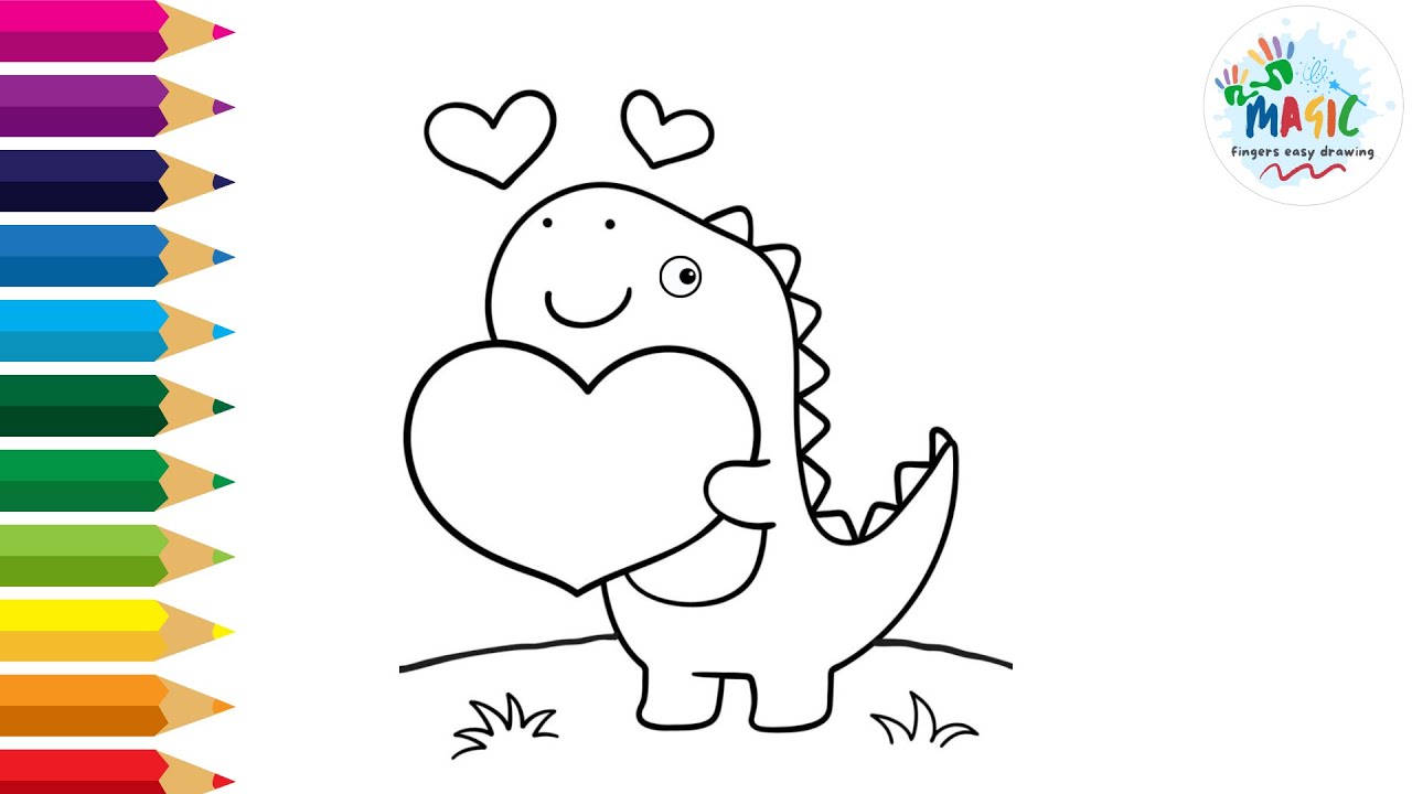 Easy Love Drawing Ideas for Valentine's Day 💚 Dinosaur Love!!! 💚💚💚